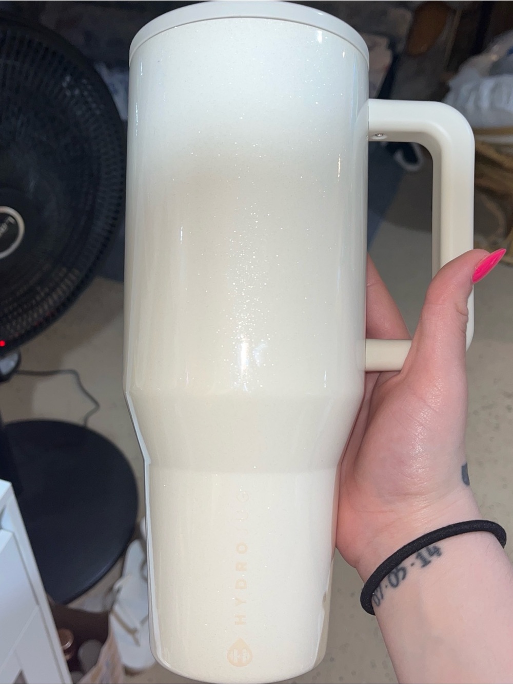 Hydro Jug Pearl White Travel Mug with Handle